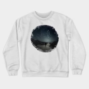 Star Man - Surreal Landscape With Man As Constellation Crewneck Sweatshirt